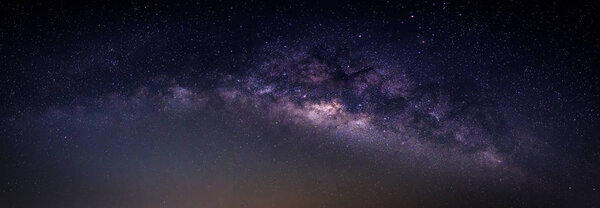 Landscape with Milky way galaxy. Night sky with stars. Long exposure photograph.