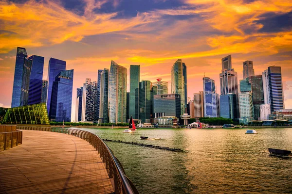 Ciudad Singapur Skyline Del Distrito Negocios Centro Durante Día — Foto de Stock