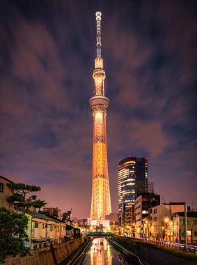 Tokyo, Japonya-Haziran 19, 2018: Tokyo Skytree Kulesi, Asakusa, Tokyo, Japonya. Japonya 'da dönüm noktası.