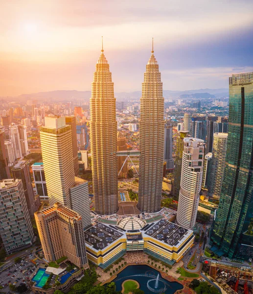 Luftaufnahme Der Skyline Von Kuala Lumpur Bei Sonnenuntergang Kuala Lumpur — Stockfoto