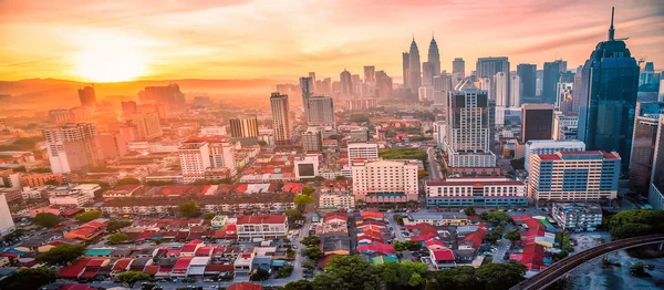 Cityscape Kuala Lumpur City Skyline View Даху Готелю Світанку Малайзії — стокове фото