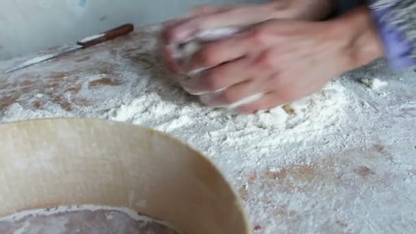 Woman Kneads Homemade Daugh — Stock video