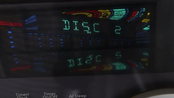 Digital display of Hi-Fi stereo system close up view — Stock Video