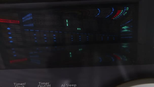 Digital display of Hi-Fi stereo system close up view — Stock Video