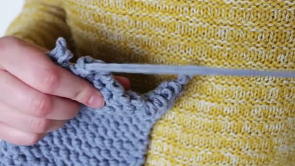 Womans hands knitting needles — Stock Video