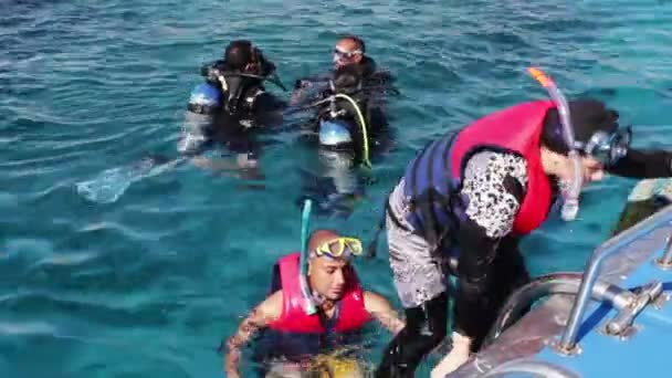 Sharm el-Sheikh, Egipto - 6 de diciembre de 2016: Buceo en el Mar Rojo — Vídeo de stock