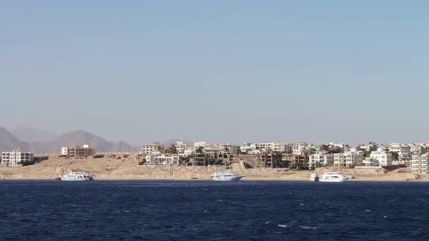 Schilderachtige tocht langs de kust en hotels in Red Sea — Stockvideo