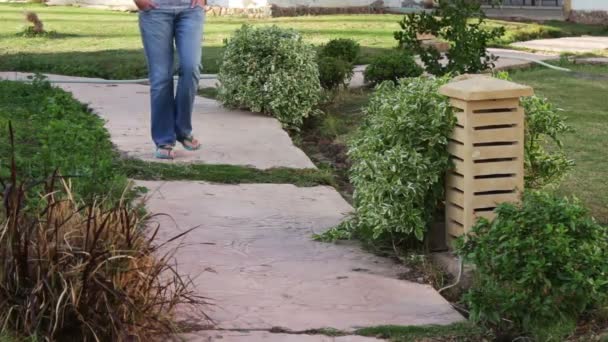 Fille marchant le long d'un sentier — Video