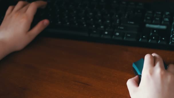 Souris d'ordinateur sans fil et clavier utilisé adolescent — Video