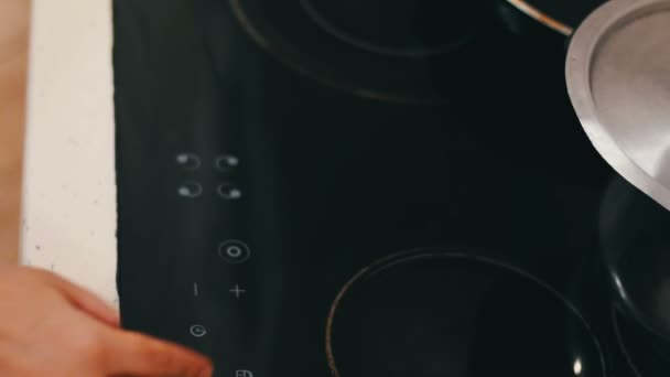 Induction stove top panel, closeup — Stock Video