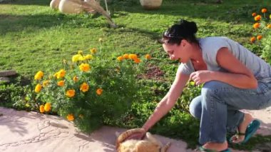 Genç kadın okşayarak kedi