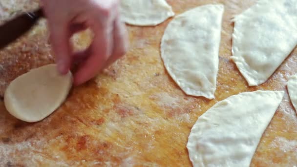 Mujer horneando en casa, añadir pimienta a picadillo — Vídeos de Stock