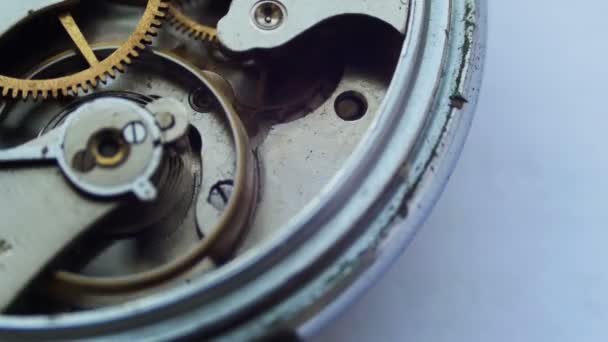 Detailní záběr mechanismu vnitřní hodiny — Stock video