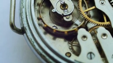 Çalışma, closeup ile yumuşak odak vurdu eski vintage saat mekanizması