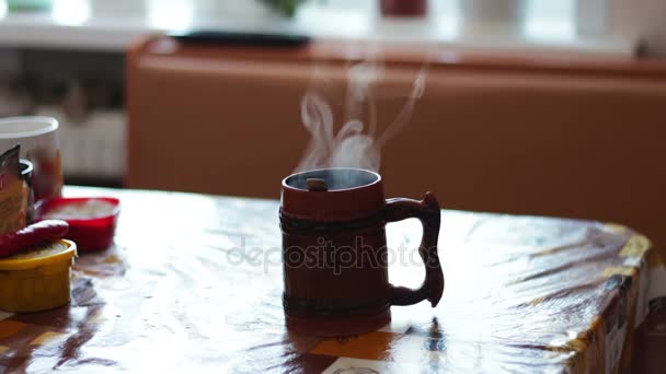Steam from a morning cup — Stock Video