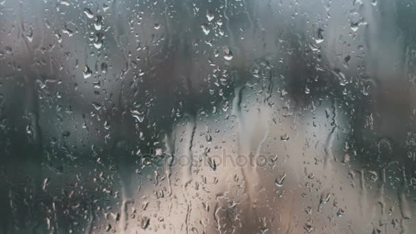 Eső esik az üveg, a tavaszi délután — Stock videók