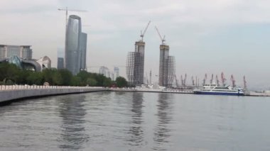 Hazar Azerbaycan, Bakü ve gökdelenler şehrin başkenti set of görünümü