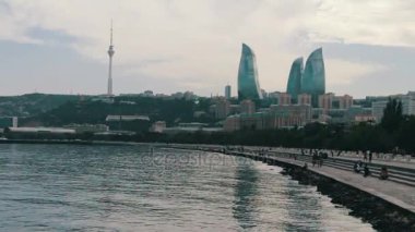 Hazar Azerbaycan, Bakü ve gökdelenler şehrin başkenti set of görünümü
