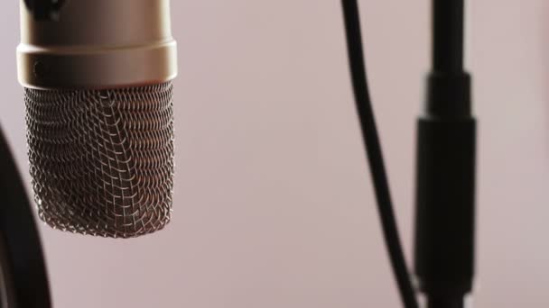 Le microphone studio est recouvert d'une housse après utilisation — Video