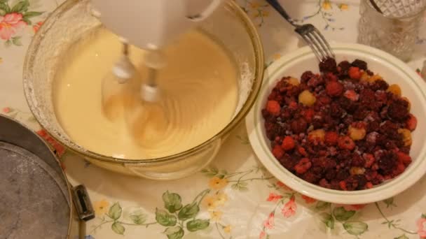 Woman prepares a homemade cake — Stock Video