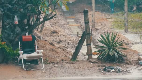 La lluvia está en un país tropical. Lluvia en la calle — Vídeos de Stock