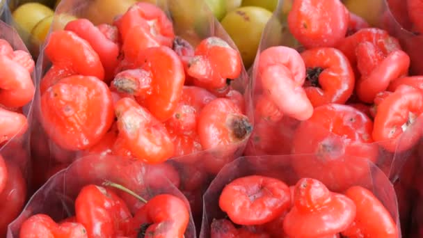 Fruta exótica en Tailandia y Asia de cerca — Vídeos de Stock