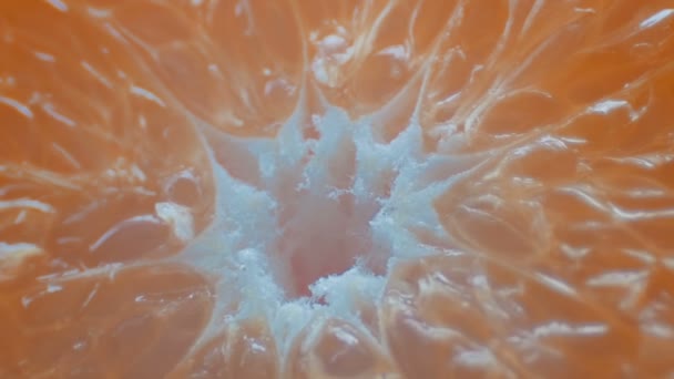 Vágott narancs makró zár-megjelöl kilátás-fehér háttér — Stock videók
