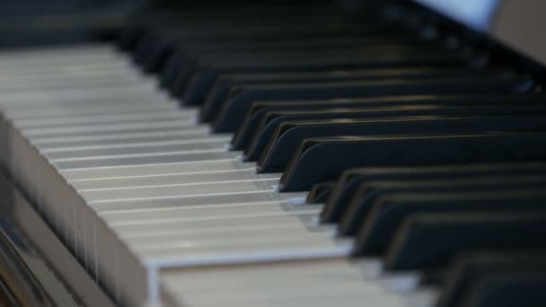 Interessantes mystisches selbstspielendes Klavier. schwarz-weiße Klaviertasten, die allein spielen — Stockvideo