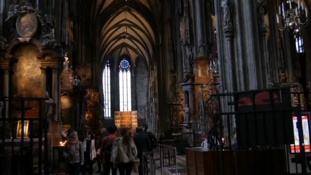 Viena, Austria - 19 de diciembre de 2019: Dentro de la mundialmente famosa Catedral de Viena St. Stephen — Vídeos de Stock