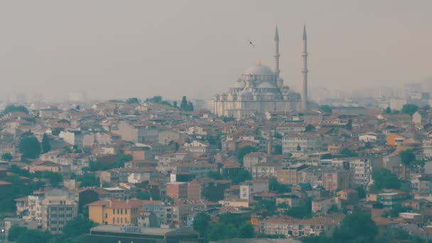 Bay of Marmara Sea in Istanbul. Top view from Galata tower — Stock Video