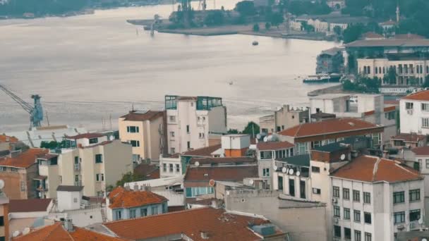 İstanbul, Marmara Körfezi. Galata kulesinden üst manzara — Stok video