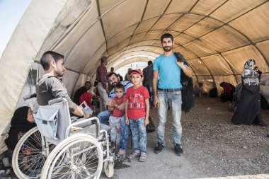 Türkiye'de Suriye insanlar için mülteci kampı. 7 Eylül 2017. Suruç, Türkiye