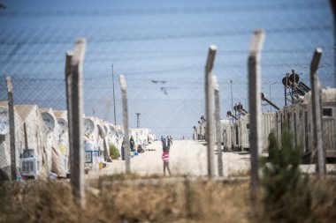Türkiye'de Suriye insanlar için mülteci kampı. 7 Eylül 2017. Suruç, Türkiye
