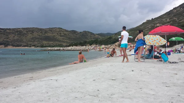 Praia de Punta Molentis, Villasimius - 26 de setembro de 2016: uninident — Fotografia de Stock