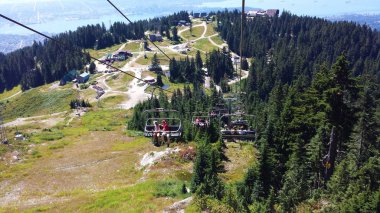 Füniküler demiryolu Grouse Mountain durign yaz kişi ile Üstten Görünüm