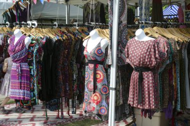 London Ontario, Canada - July 16, 2016: Asian female clothers sell at the stall in the park (Victoria Park) during the country Festival as editorial