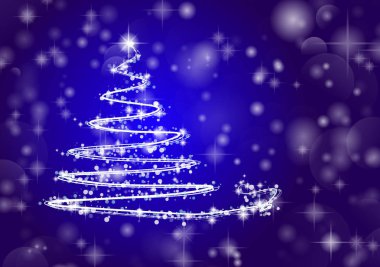 Noel ağacı parlak mavi zemin üzerine