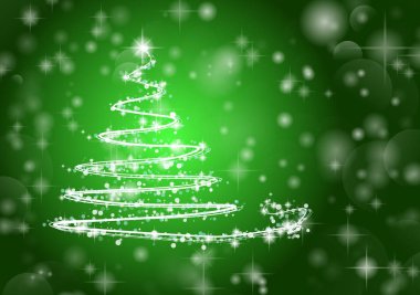 Parlak yeşil renkli Noel ağacına