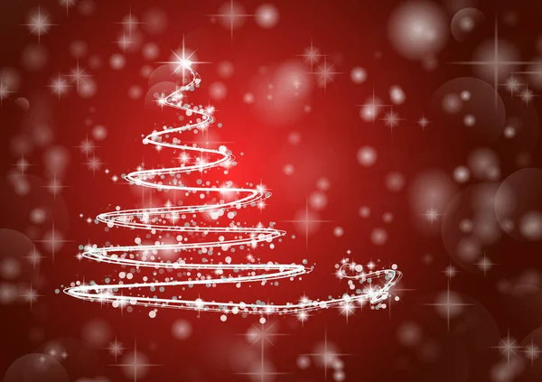 Arbre de Noël sur fond rouge brillant — Image vectorielle