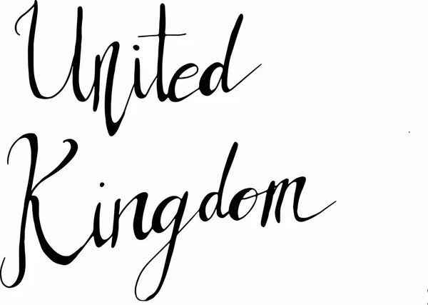 Μια Χειρόγραφη Λέξη Ηνωμένο Βασίλειο Διανυσματική Μορφή Απομονώνονται Λευκό Φόντο — Διανυσματικό Αρχείο