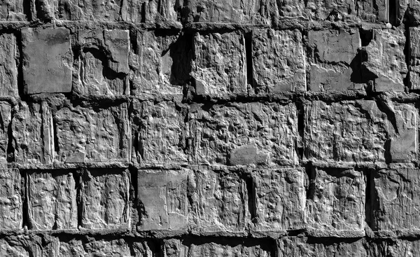 Preto e branco pedra arenosa tijolo parede detalhada textura fundo — Fotografia de Stock