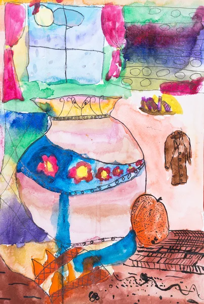 Abstract still life picture. Children\'s drawings of my kids