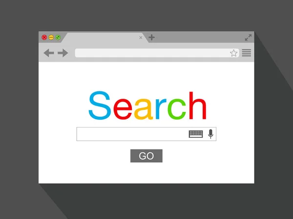 Flachen Stil Browser-Fenster auf schwarzem Hintergrund. Suchmaschine. Vektoraktiendarstellung — Stockvektor