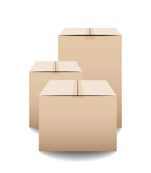 Brown ZAMKNIĘTA dostawy kartonu opakowania pudełka na białym tle. Ilustracja wektorowa — Wektor stockowy