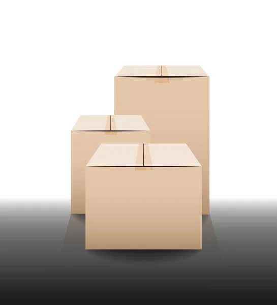 Brown lukket karton levering emballage kasser med refleksioner. Vektorillustration – Stock-vektor