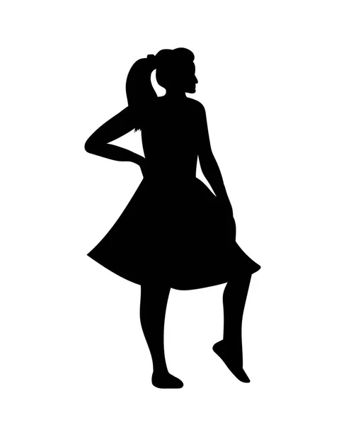 Silhouetten tanzendes Mädchen. Vektorillustration — Stockvektor