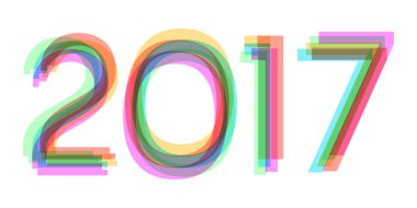 Gökkuşağı el drownhappy yeni yıl 2017 takvim kapak, tipografik yazı tipi. Vektör çizim