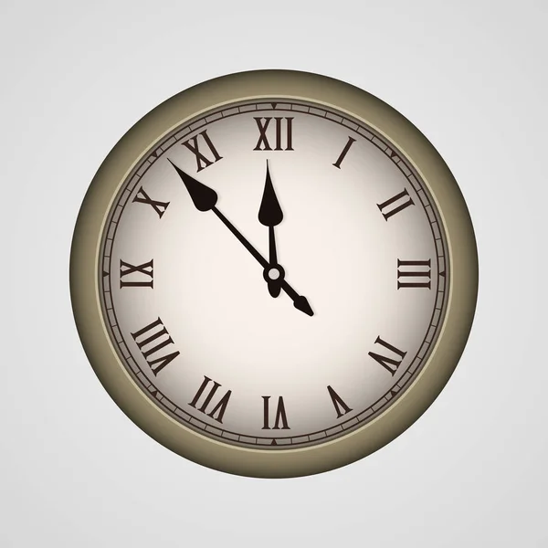 Reloj vintage de bronce realista. Ilustración vectorial — Vector de stock