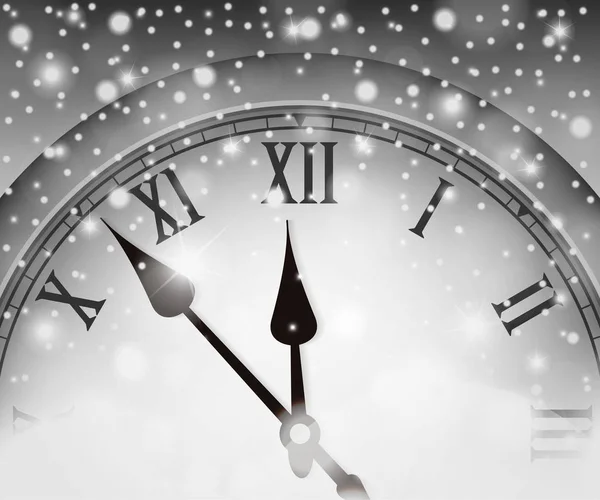 新年和圣诞节的概念与黑色和白色的老式时钟风格。矢量图 — 图库矢量图片