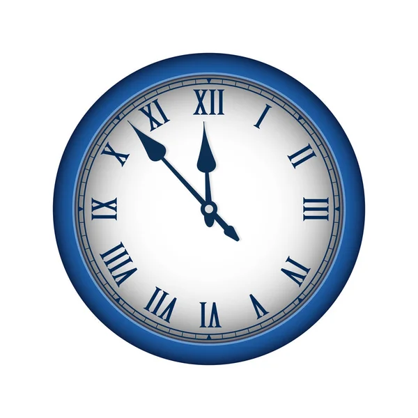Relógio vintage realista azul isolado no branco. Ilustração vetorial — Vetor de Stock